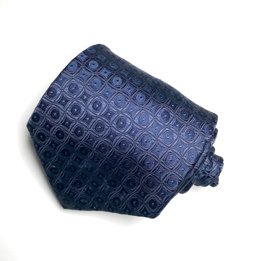 Pronto Uomo Vibrant Navy Blue Geometric Silk Tie